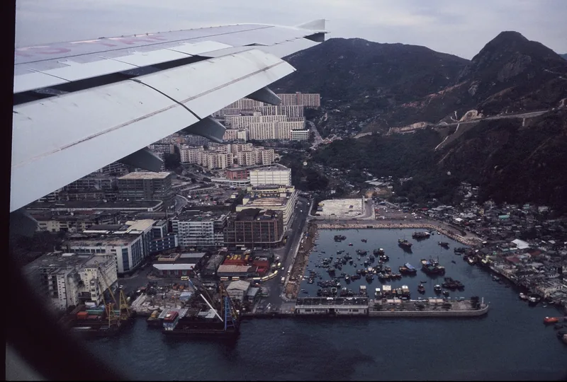 Aerial view of the Lei Yue Mun channel separating Kowloon from Hong Kong Island
